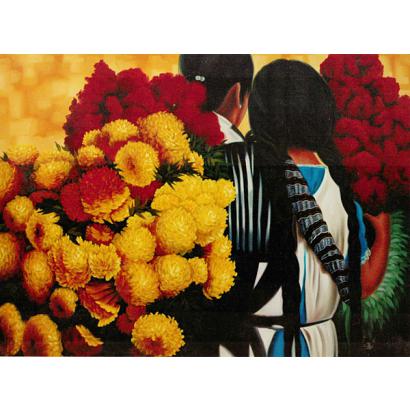 Flor de Sempazuchitl Oil Painting on Canvas