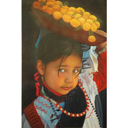 Vivianita con Flores Oil Painting on Canvas