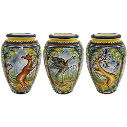 Animal Medallions Majolica Vase