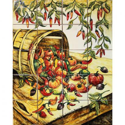 Chili Harvest Majolica Tile Mural