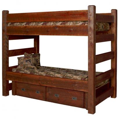 Barnwood Bunk Bed w/ Drawers