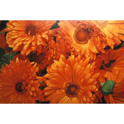 Orange Mums Oil Painting on Canvas