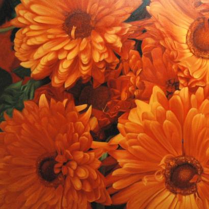 Orange Mums Oil Painting on Canvas