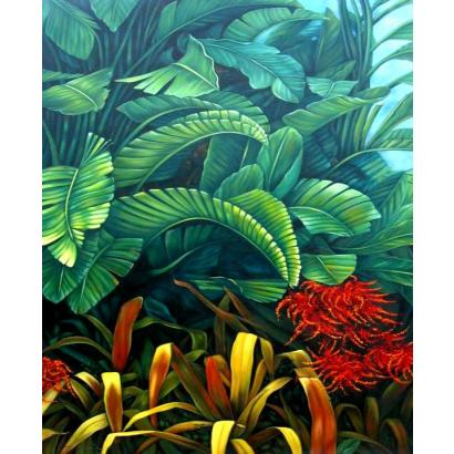 Tropical Garden Oil Painting on Canvas