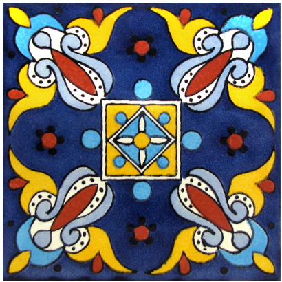 Hand Painted Ceramic Tile Southwest, Mexican Style Tile