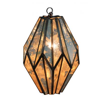 Accordian Lantern w/Antiqued Glass