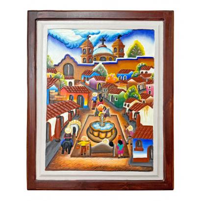 Pueblo Viejo Carved Relief Painting