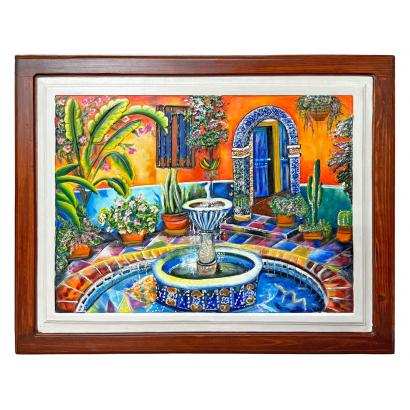 Courtyard Fountain Carved Relief Painting