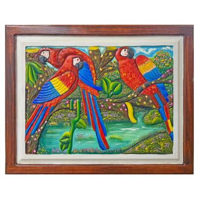 Selva de Vallarta Carved Relief Painting