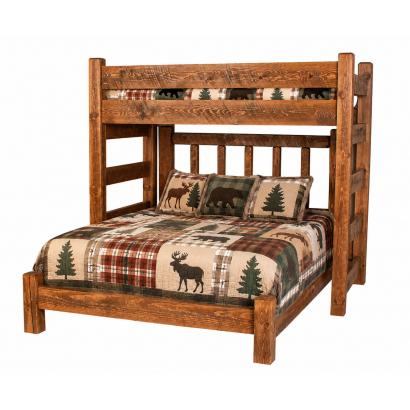 Barnwood Bunk Bed w/ Offset Bottom Bed