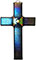 Fused Glass Cross with Violet Iridescent Glass