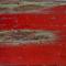60 Four-Post Dining Table - Antique Red w/ Turquoise Under