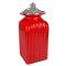 Red Glass Kitchen Canister with Grape Leaf Pewter Top