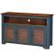 3-Door Country TV Stand w/ Tin Panels  - Country Blue & Cherry