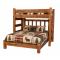 Twin Over Offset Queen Barnwood Bunk Bed: Honey Pine